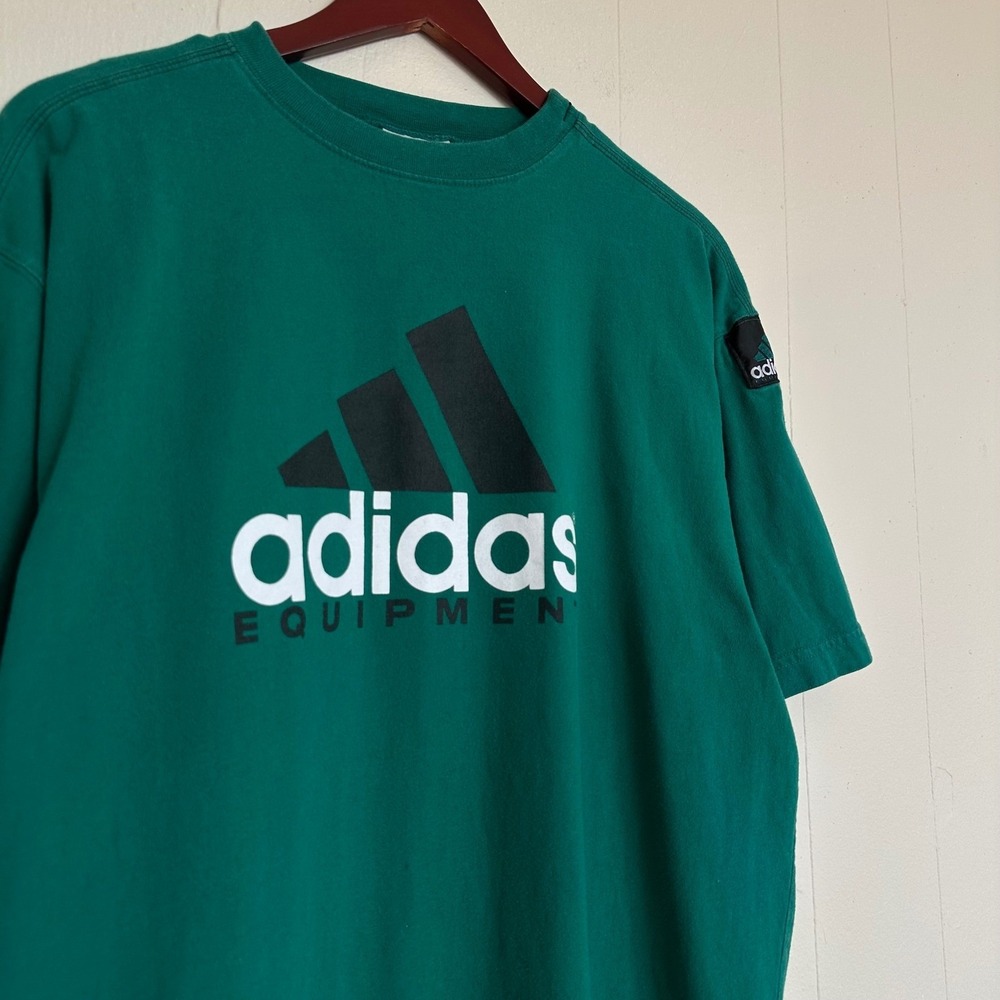 Vintage 90s Adidas Equipment Shirt Size L Green Graphic Tee